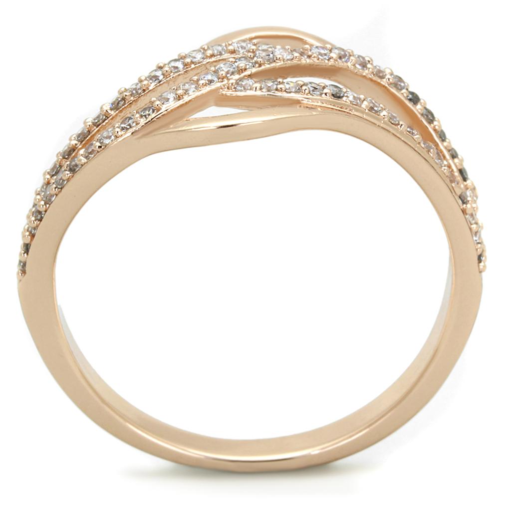 MATS276 - Rose Gold 925 Sterling Silver Ring with AAA Grade CZ  in Clear