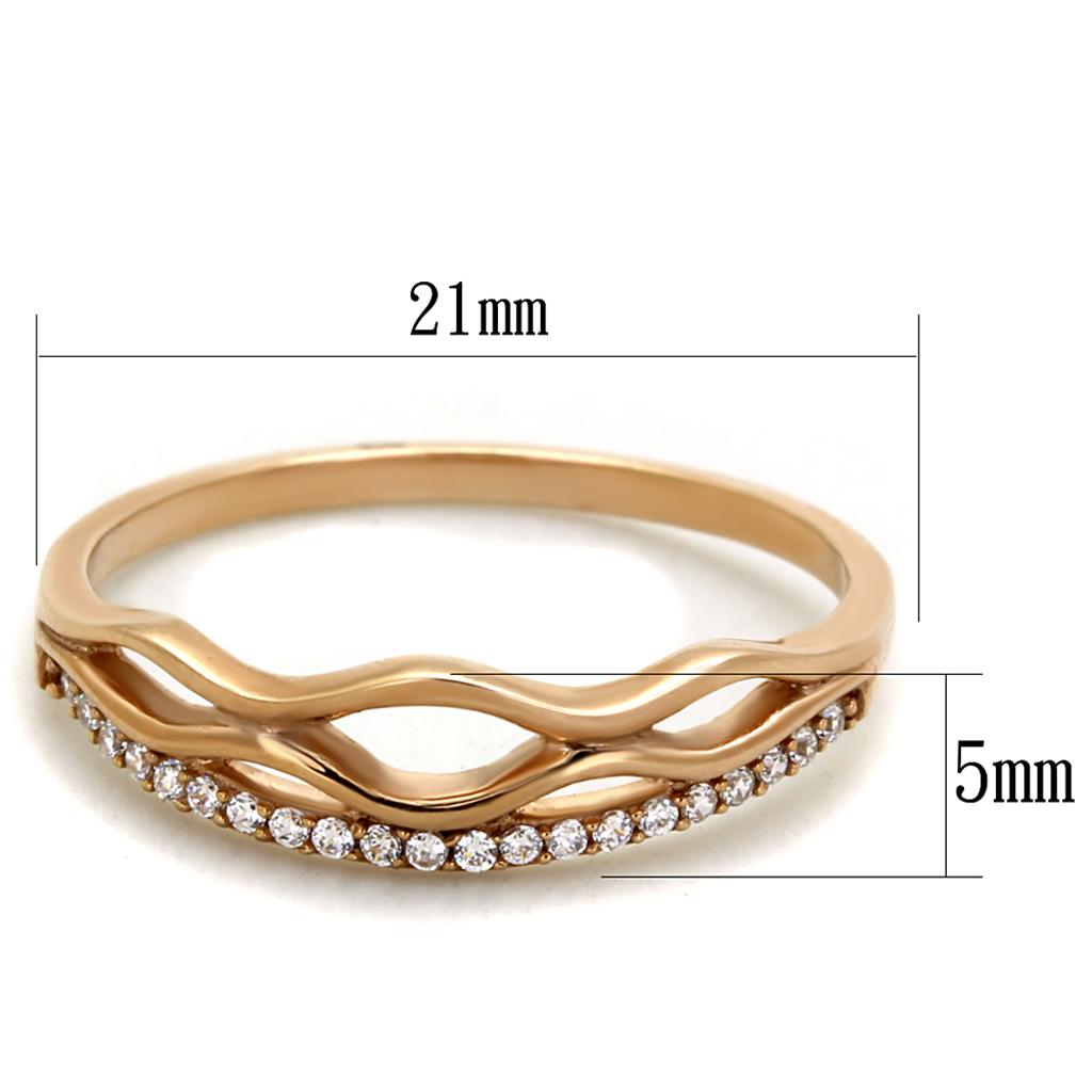 MATS278 - Rose Gold 925 Sterling Silver Ring with AAA Grade CZ  in Clear