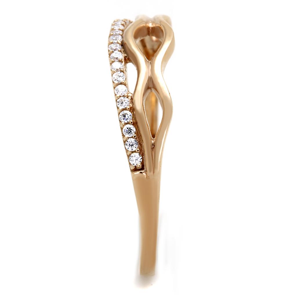 MATS278 - Rose Gold 925 Sterling Silver Ring with AAA Grade CZ  in Clear