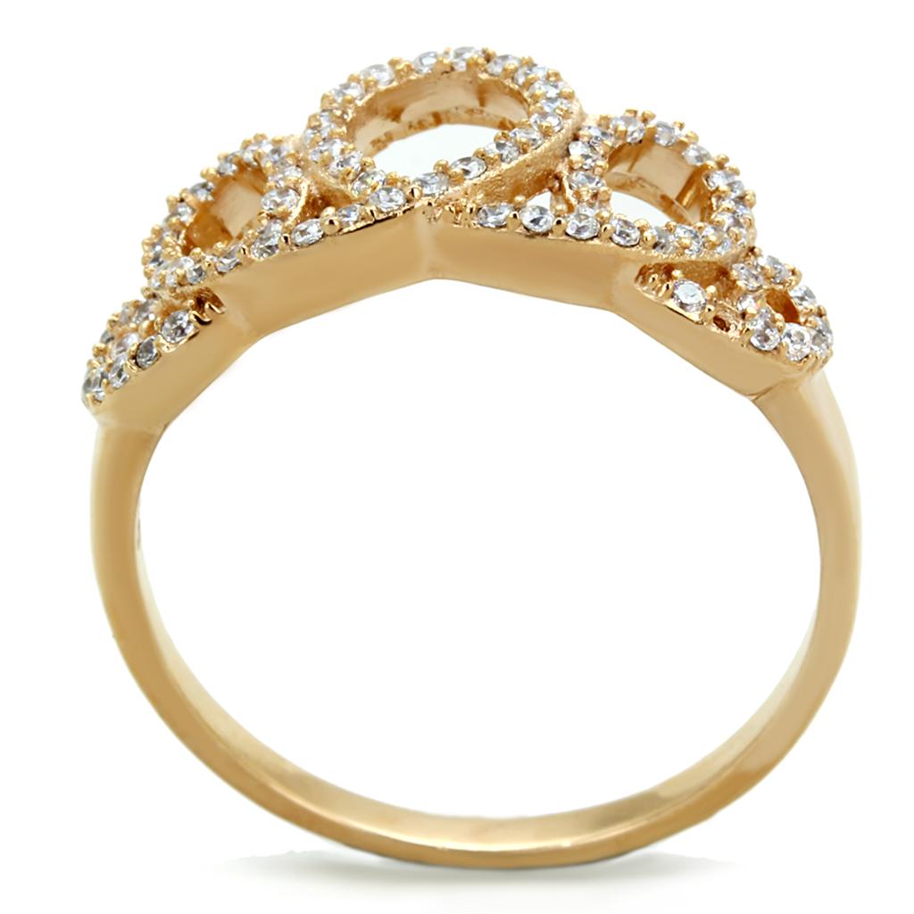 MATS279 - Rose Gold 925 Sterling Silver Ring with AAA Grade CZ  in Clear