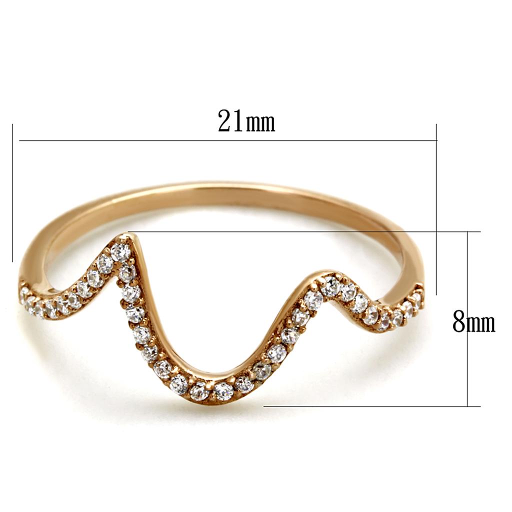 MATS280 - Rose Gold 925 Sterling Silver Ring with AAA Grade CZ  in Clear