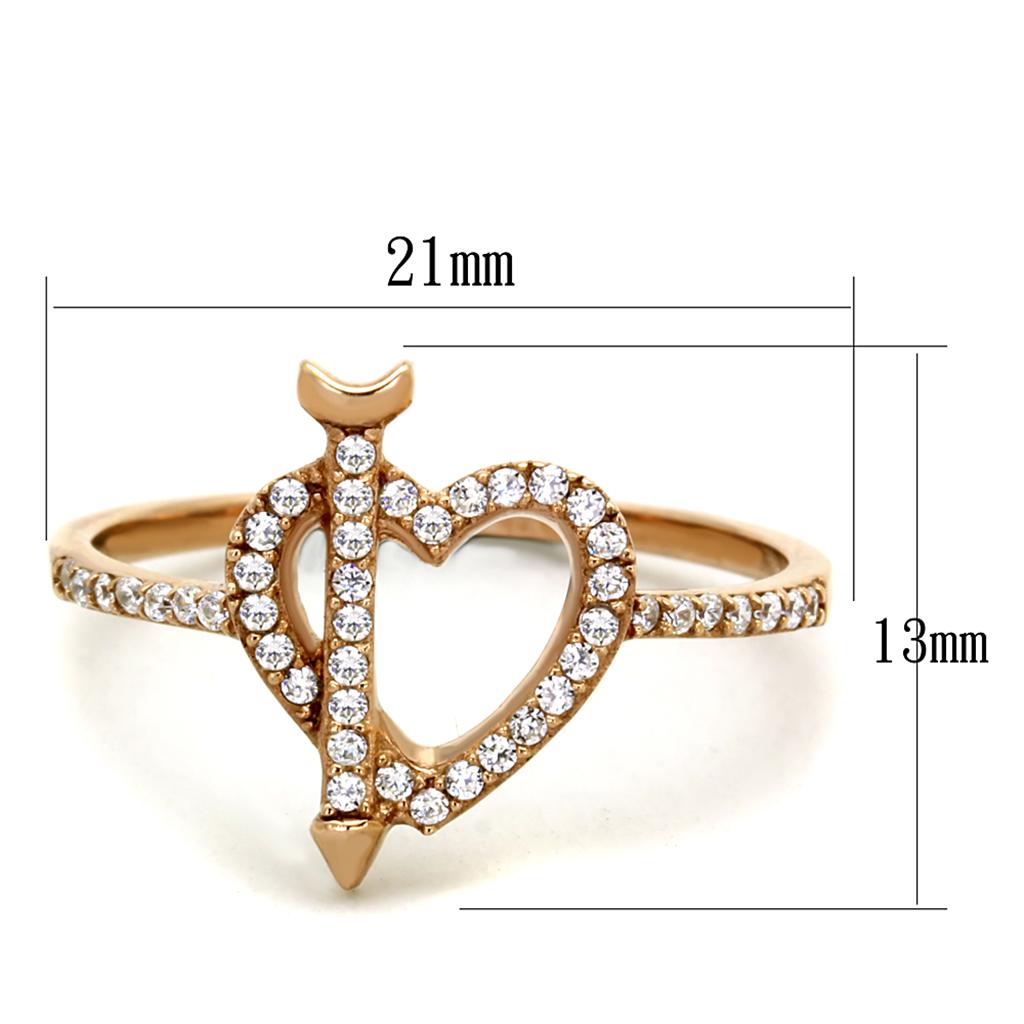 MATS281 - Rose Gold 925 Sterling Silver Ring with AAA Grade CZ  in Clear