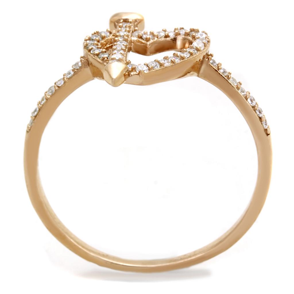 MATS281 - Rose Gold 925 Sterling Silver Ring with AAA Grade CZ  in Clear
