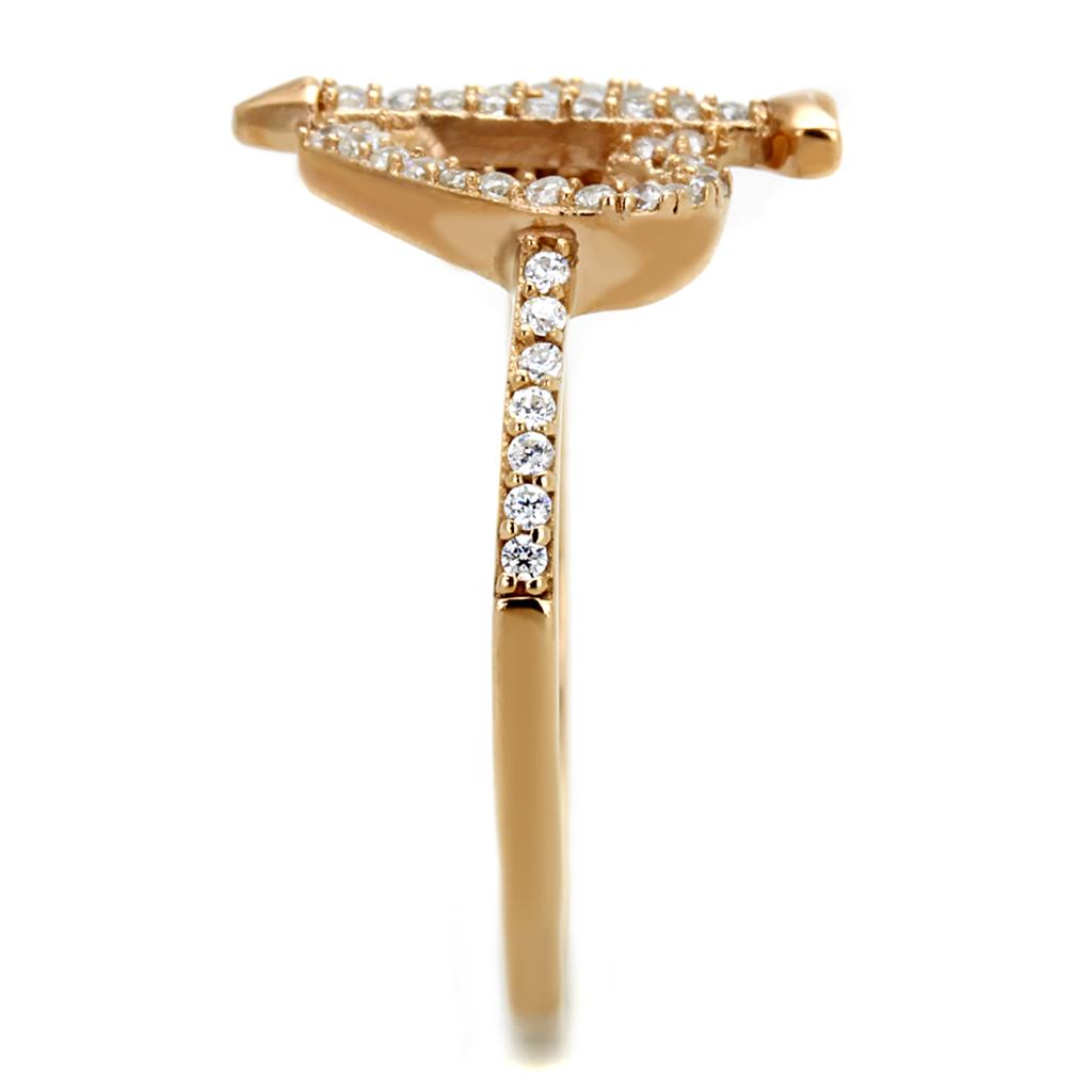 MATS281 - Rose Gold 925 Sterling Silver Ring with AAA Grade CZ  in Clear