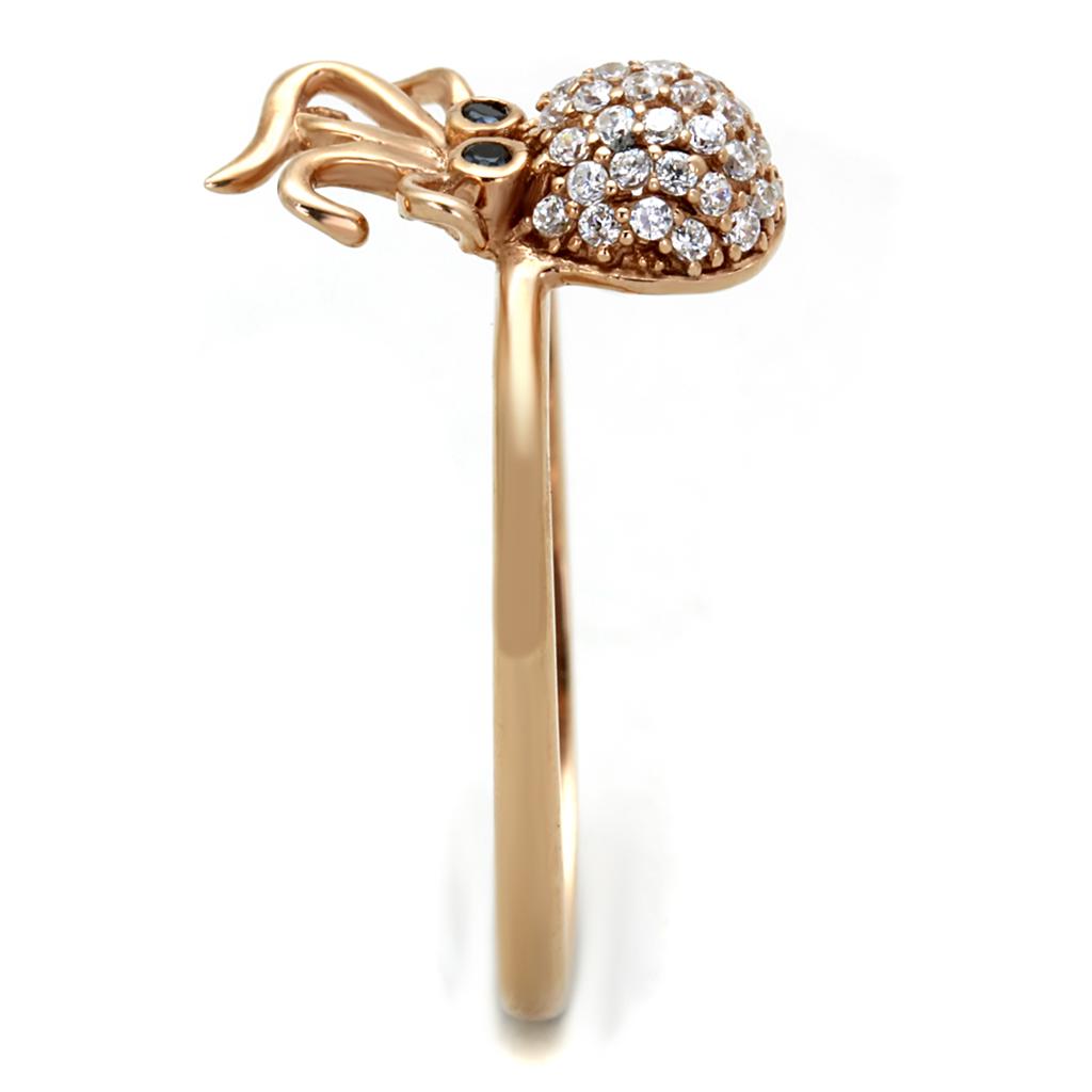 MATS282 - Rose Gold 925 Sterling Silver Ring with AAA Grade CZ  in Black Diamond