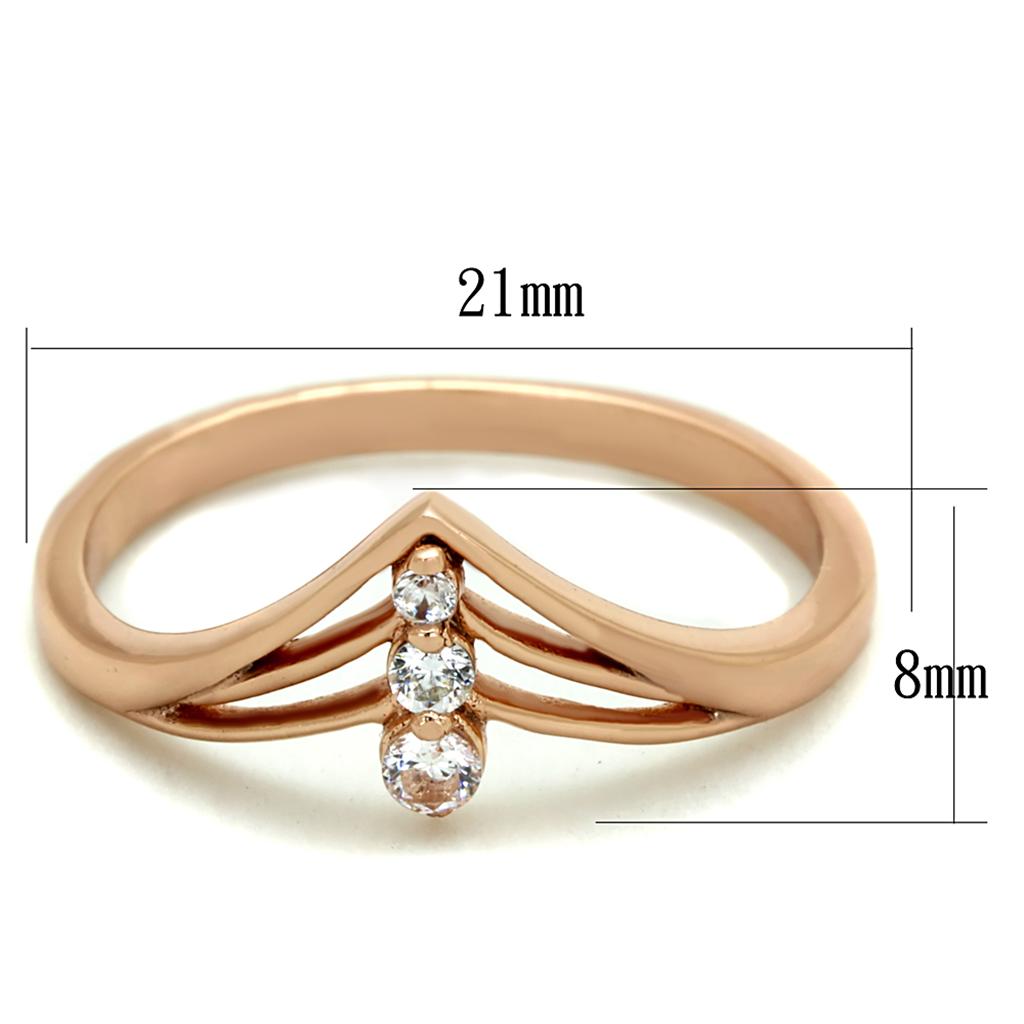 MATS283 - Rose Gold 925 Sterling Silver Ring with AAA Grade CZ  in Clear