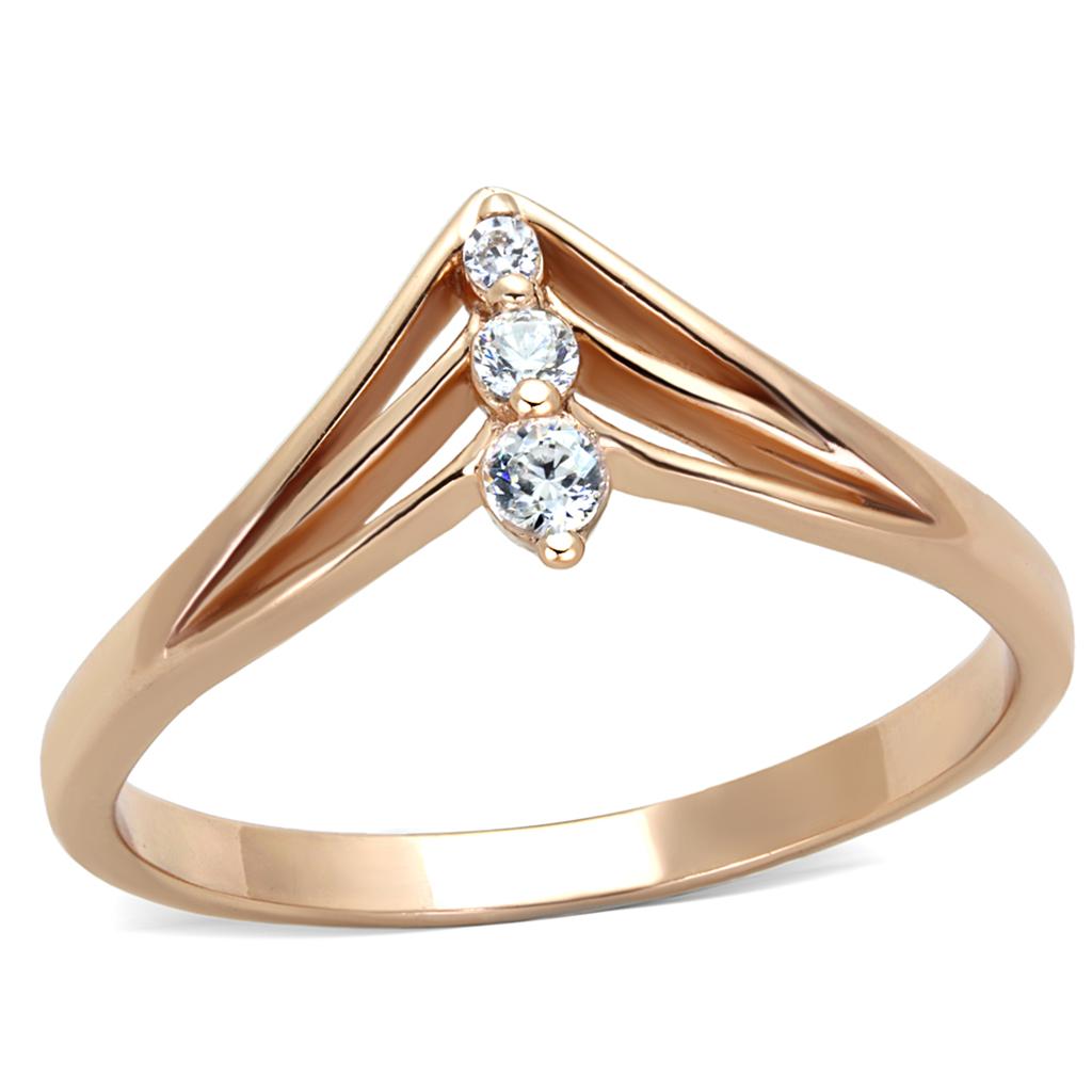 MATS283 - Rose Gold 925 Sterling Silver Ring with AAA Grade CZ  in Clear