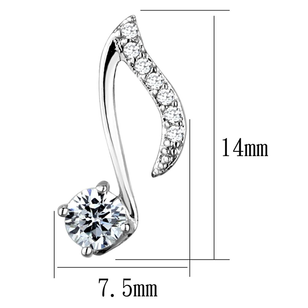 MATS284 - Rhodium 925 Sterling Silver Earrings with AAA Grade CZ  in Clear