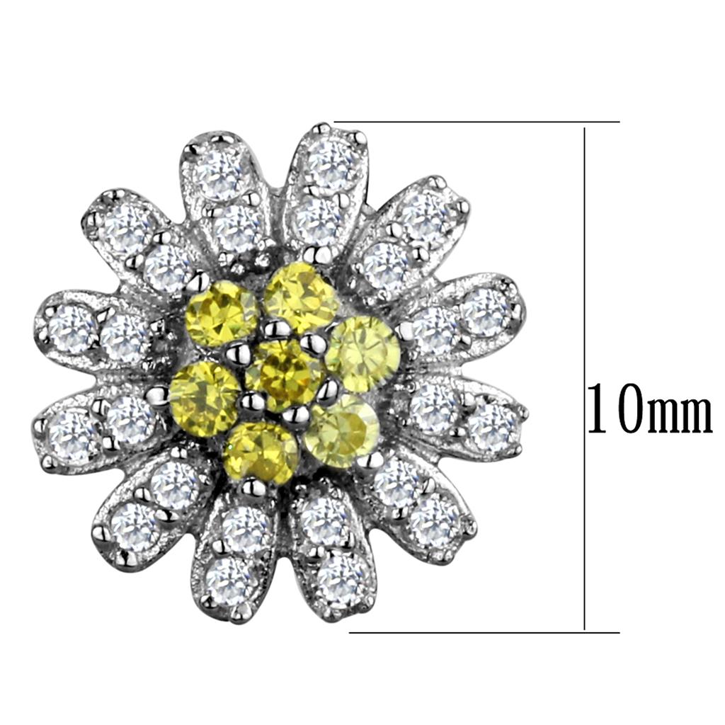 MATS286 - Rhodium 925 Sterling Silver Earrings with AAA Grade CZ  in Topaz