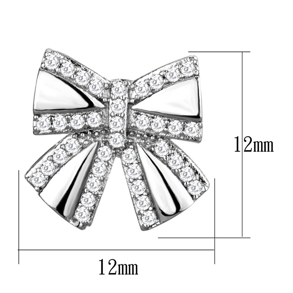 MATS287 - Rhodium 925 Sterling Silver Earrings with AAA Grade CZ  in Clear