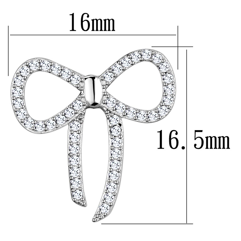 MATS289 - Rhodium 925 Sterling Silver Earrings with AAA Grade CZ  in Clear