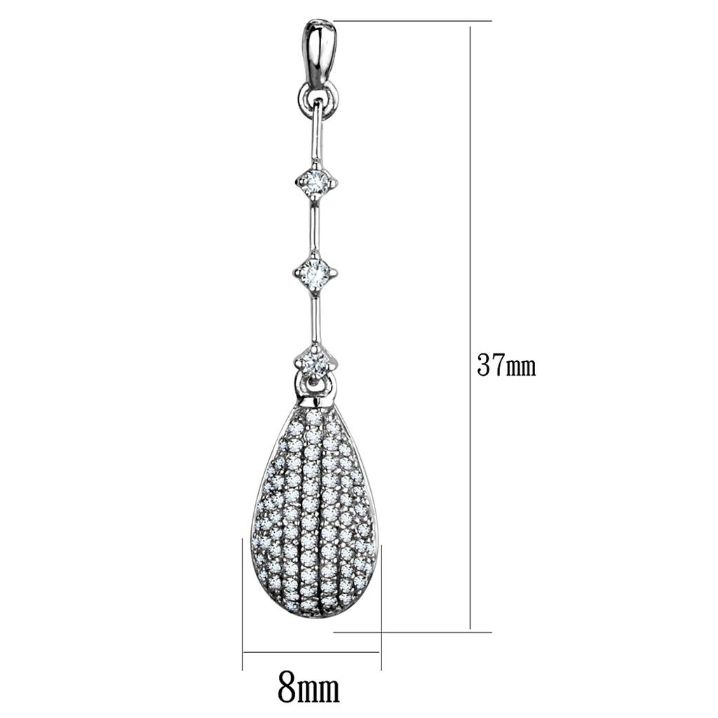 MATS292 - Rhodium 925 Sterling Silver Earrings with AAA Grade CZ  in Clear