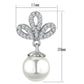 MATS299 - Rhodium 925 Sterling Silver Earrings with Synthetic Pearl in White