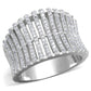 MATS302 - Rhodium 925 Sterling Silver Ring with AAA Grade CZ  in Clear