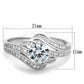MATS303 - Rhodium 925 Sterling Silver Ring with AAA Grade CZ  in Clear