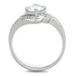 MATS303 - Rhodium 925 Sterling Silver Ring with AAA Grade CZ  in Clear