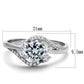 MATS305 - Rhodium 925 Sterling Silver Ring with AAA Grade CZ  in Clear