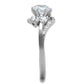 MATS305 - Rhodium 925 Sterling Silver Ring with AAA Grade CZ  in Clear