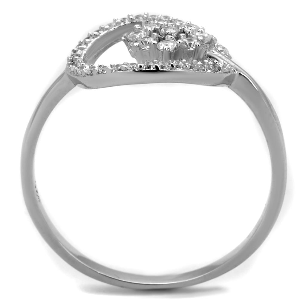 MATS307 - Rhodium 925 Sterling Silver Ring with AAA Grade CZ  in Clear