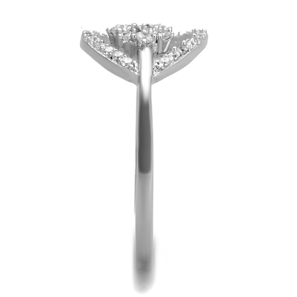 MATS307 - Rhodium 925 Sterling Silver Ring with AAA Grade CZ  in Clear