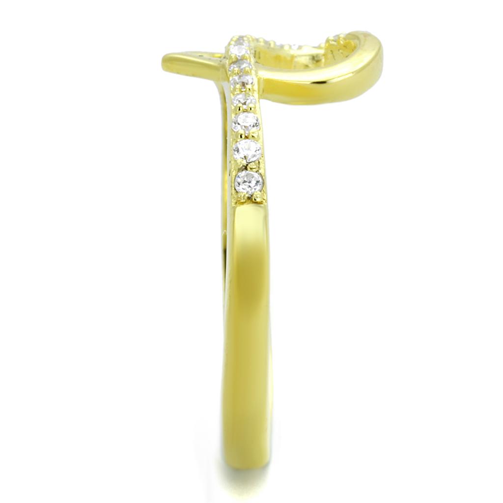 MATS308 - Gold 925 Sterling Silver Ring with AAA Grade CZ  in Clear