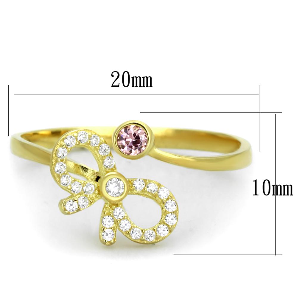 MATS309 - Gold 925 Sterling Silver Ring with AAA Grade CZ  in Rose