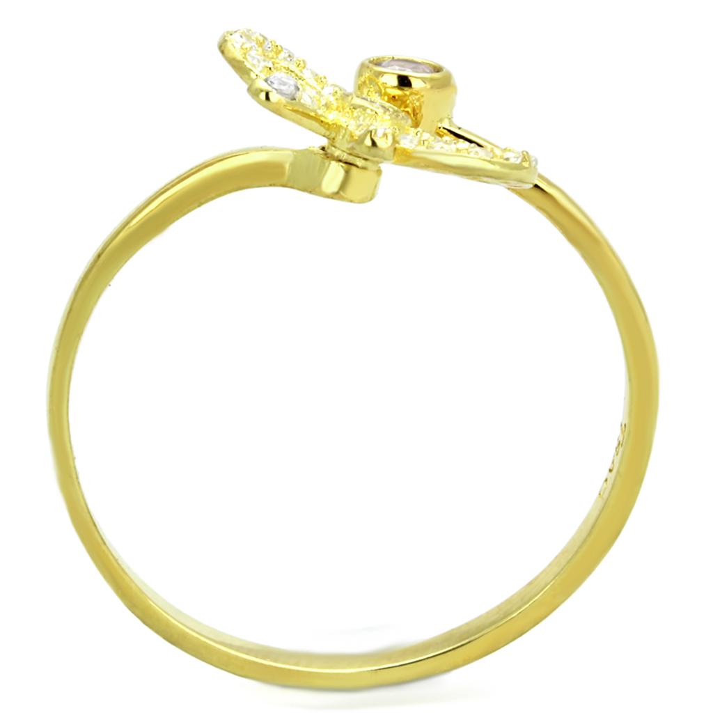 MATS309 - Gold 925 Sterling Silver Ring with AAA Grade CZ  in Rose