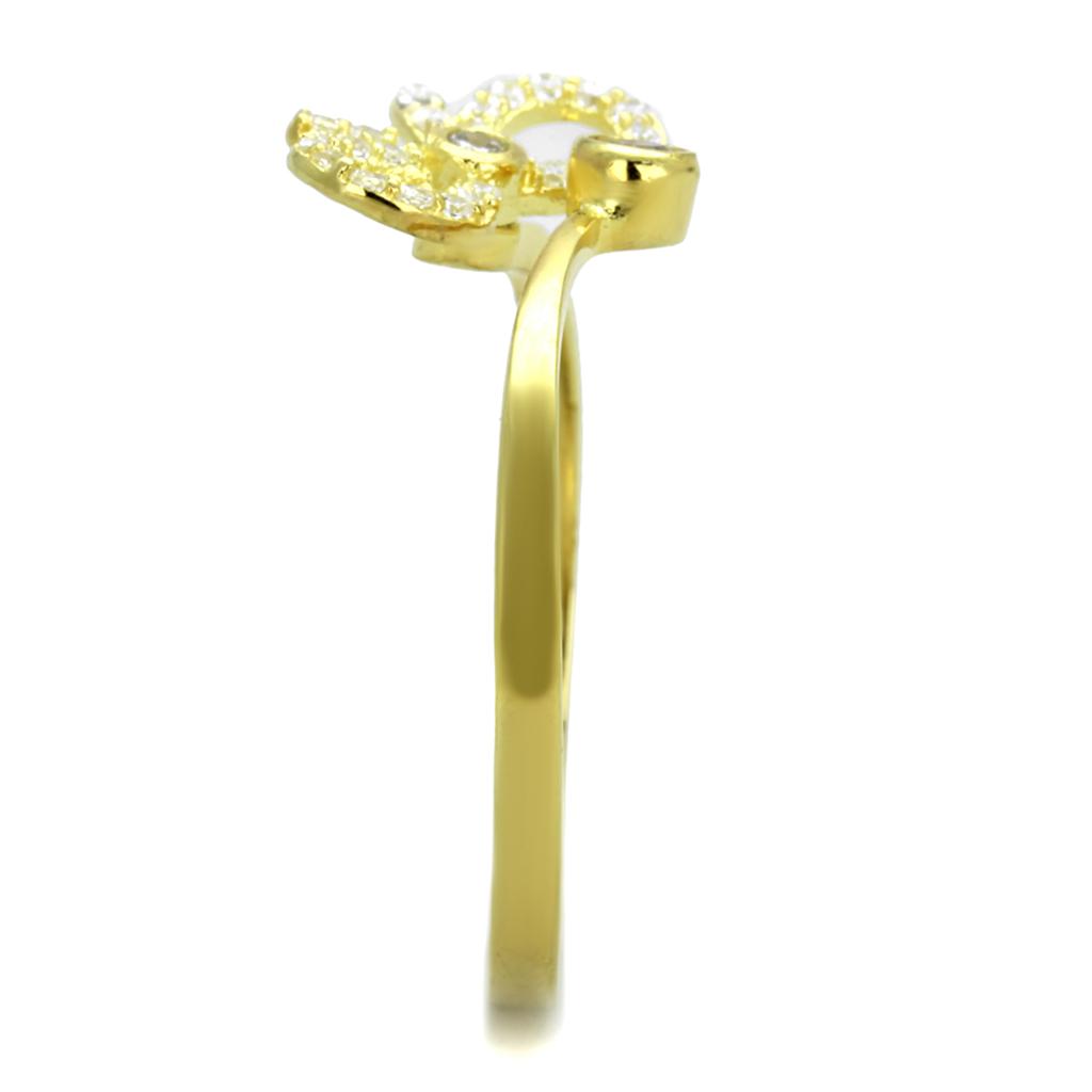 MATS309 - Gold 925 Sterling Silver Ring with AAA Grade CZ  in Rose