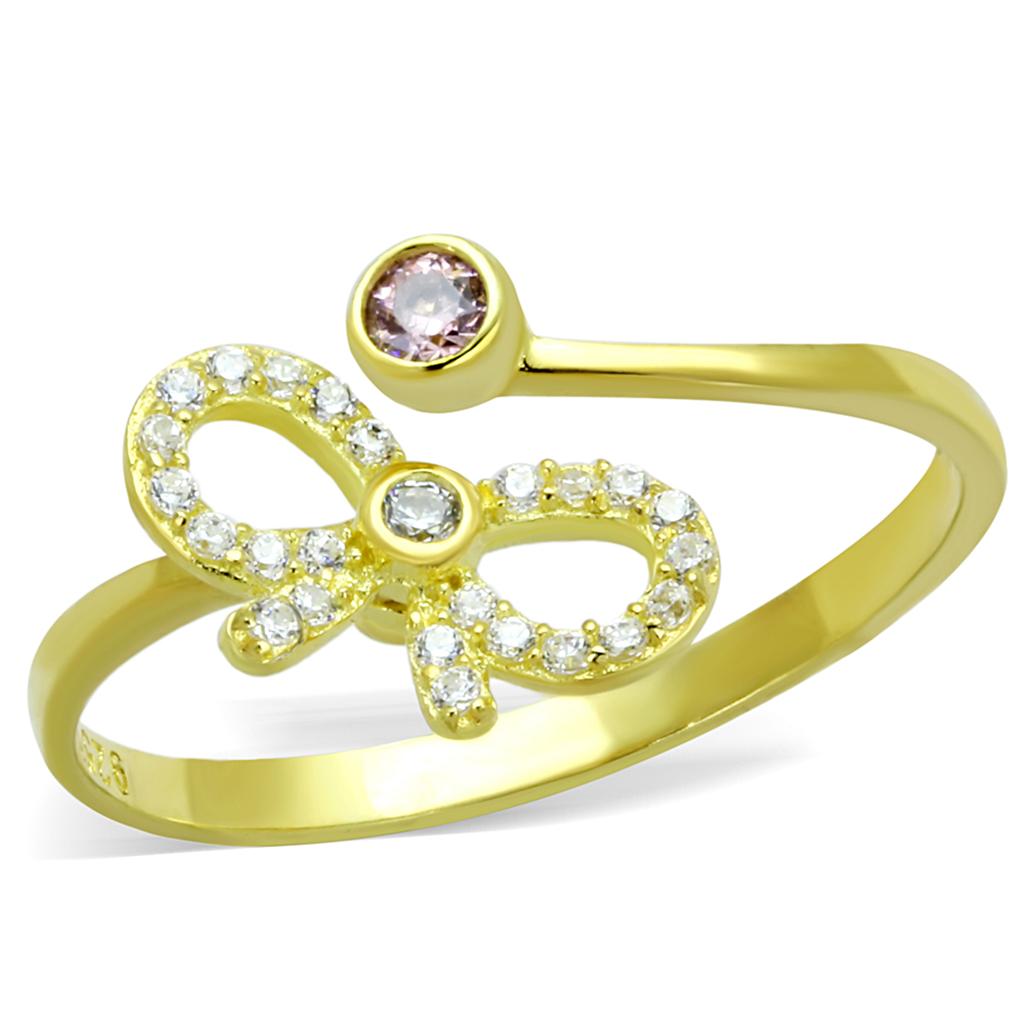 MATS309 - Gold 925 Sterling Silver Ring with AAA Grade CZ  in Rose