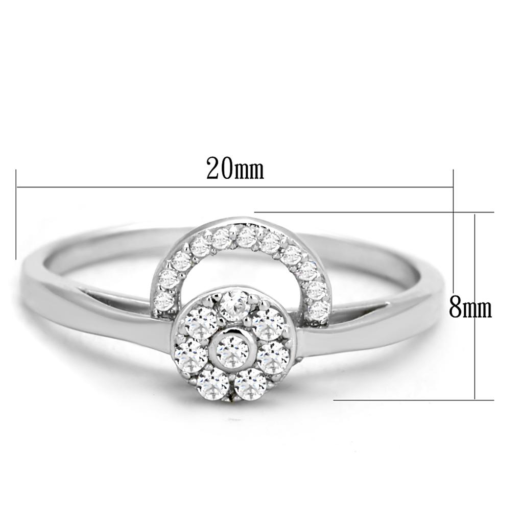 MATS310 - Rhodium 925 Sterling Silver Ring with AAA Grade CZ  in Clear