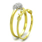 MATS311 - Gold+Rhodium 925 Sterling Silver Ring with AAA Grade CZ  in Clear