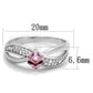 MATS313 - Rhodium 925 Sterling Silver Ring with Top Grade Crystal  in Light Rose