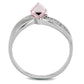 MATS313 - Rhodium 925 Sterling Silver Ring with Top Grade Crystal  in Light Rose
