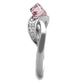 MATS313 - Rhodium 925 Sterling Silver Ring with Top Grade Crystal  in Light Rose