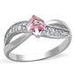 MATS313 - Rhodium 925 Sterling Silver Ring with Top Grade Crystal  in Light Rose