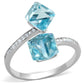 MATS317 - Rhodium 925 Sterling Silver Ring with AAA Grade CZ  in Sea Blue