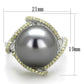 MATS318 - Rhodium 925 Sterling Silver Ring with Synthetic Pearl in Gray