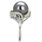 MATS318 - Rhodium 925 Sterling Silver Ring with Synthetic Pearl in Gray