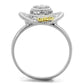 MATS319 - Reverse Two-Tone 925 Sterling Silver Ring with AAA Grade CZ  in Topaz