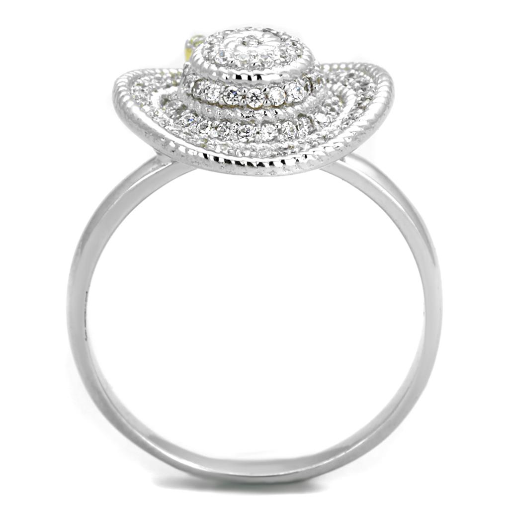 MATS319 - Reverse Two-Tone 925 Sterling Silver Ring with AAA Grade CZ  in Topaz