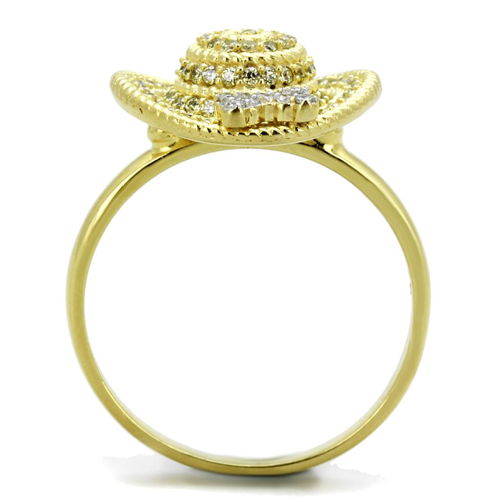 MATS320 - Gold+Rhodium 925 Sterling Silver Ring with AAA Grade CZ  in Topaz