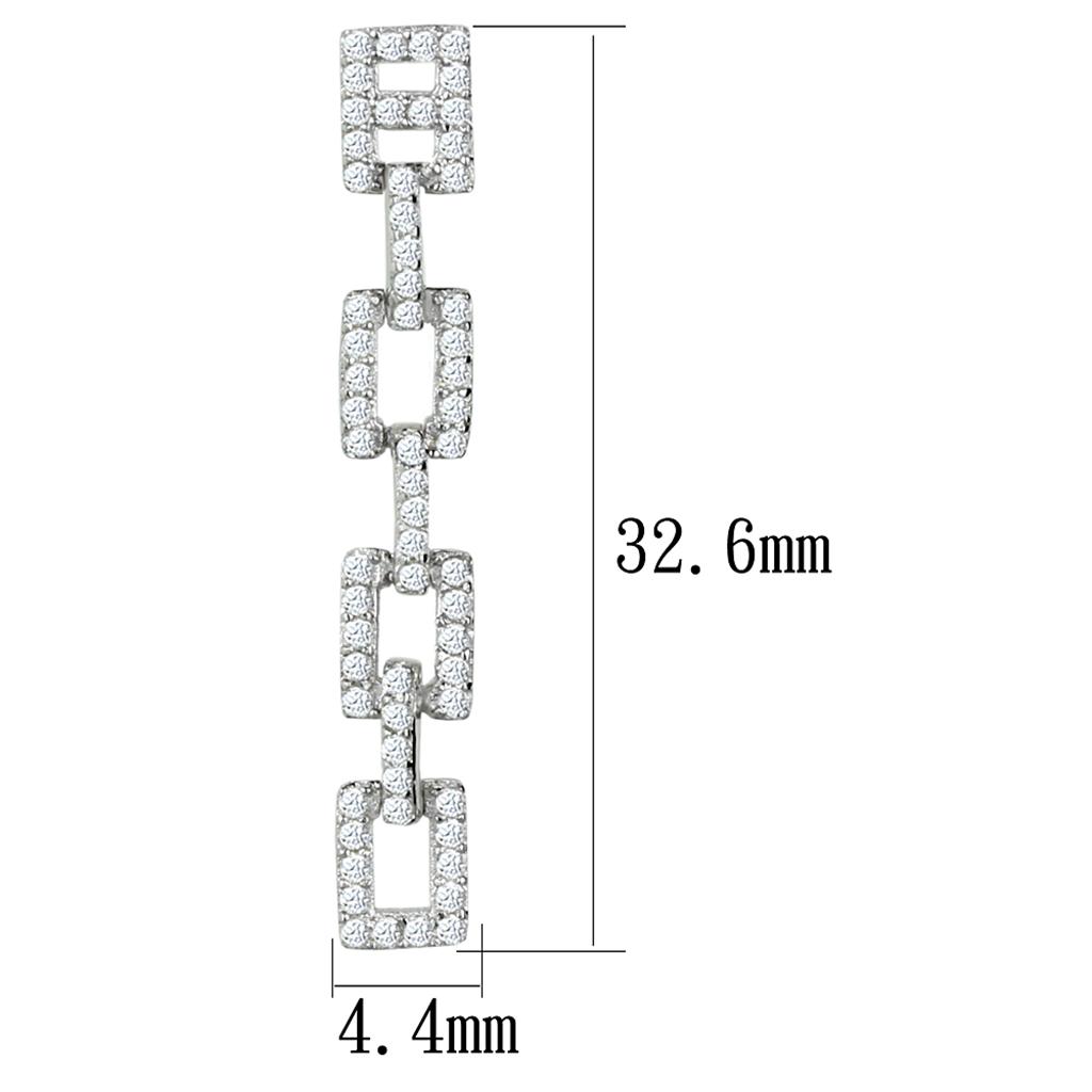 MATS326 - Rhodium 925 Sterling Silver Earrings with AAA Grade CZ  in Clear