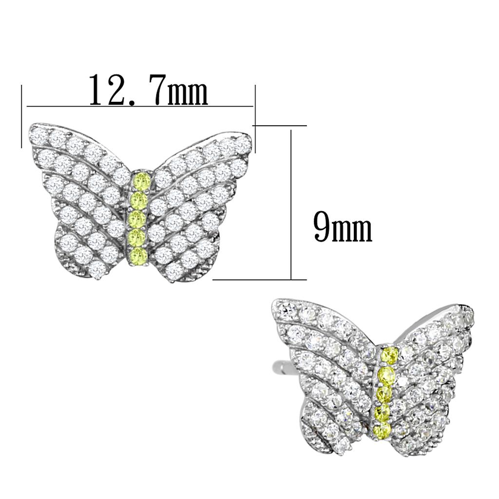 MATS327 - Rhodium 925 Sterling Silver Earrings with AAA Grade CZ  in Topaz