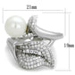 MATS329 - Rhodium 925 Sterling Silver Ring with Synthetic Pearl in White