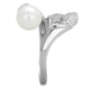 MATS329 - Rhodium 925 Sterling Silver Ring with Synthetic Pearl in White