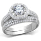 MATS331 - Rhodium 925 Sterling Silver Ring with AAA Grade CZ  in Clear