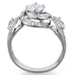 MATS332 - Rhodium 925 Sterling Silver Ring with AAA Grade CZ  in Clear