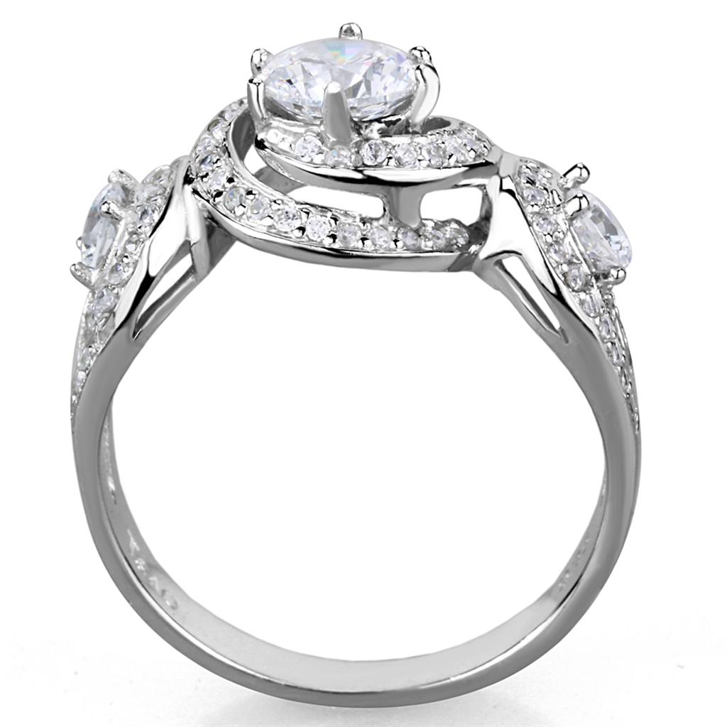 MATS332 - Rhodium 925 Sterling Silver Ring with AAA Grade CZ  in Clear