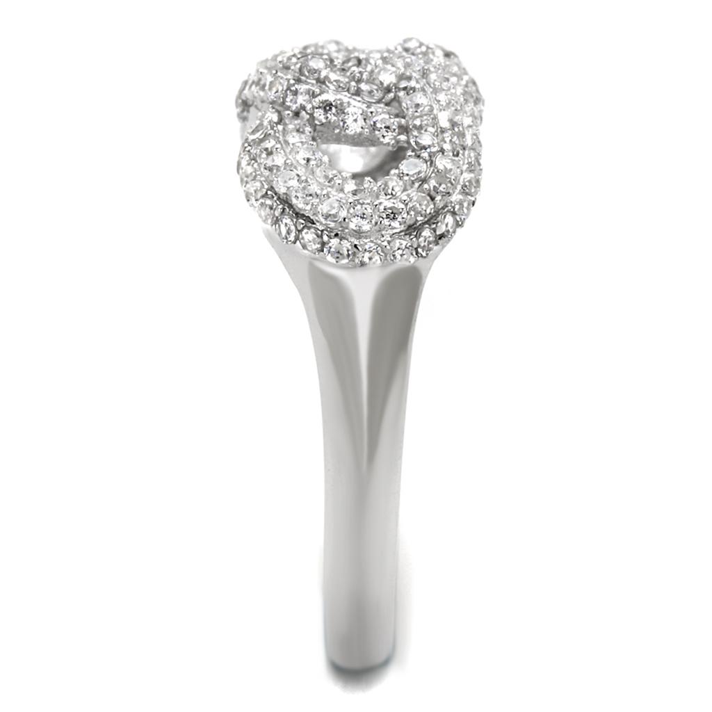 MATS334 - Rhodium 925 Sterling Silver Ring with AAA Grade CZ  in Clear