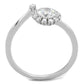 MATS335 - Rhodium 925 Sterling Silver Ring with AAA Grade CZ  in Clear